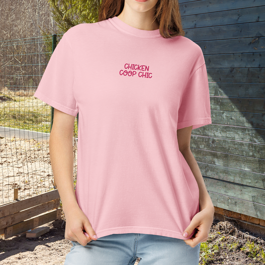 CHICKEN COOP CHIC EMBROIDERED UNISEX GARMENT-DYED HEAVYWEIGHT T-SHIRT
