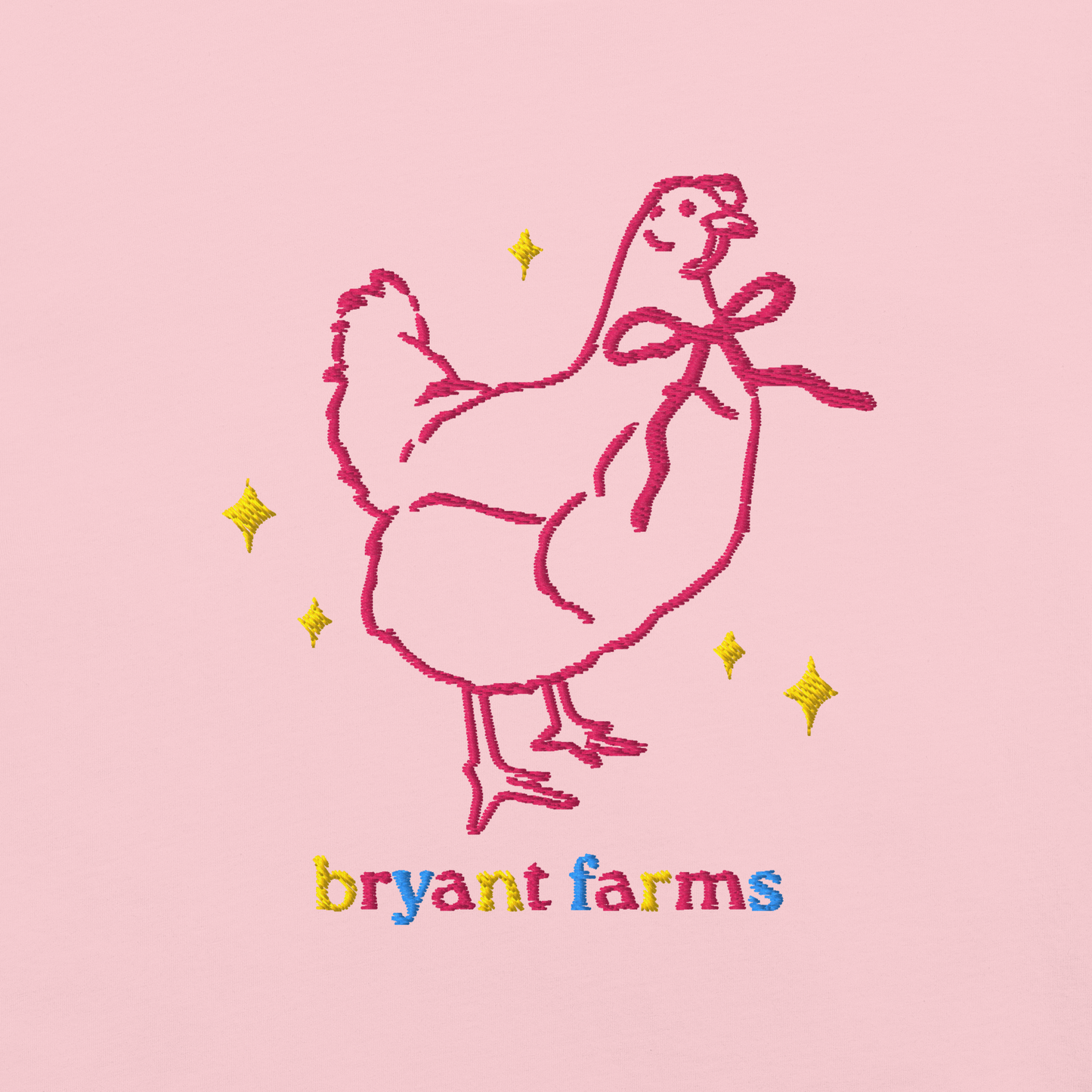 BRYANT FARMS CHICKEN WITH BOW EMBROIDERED UNISEX GARMENT-DYED HEAVYWEIGHT T-SHIRT