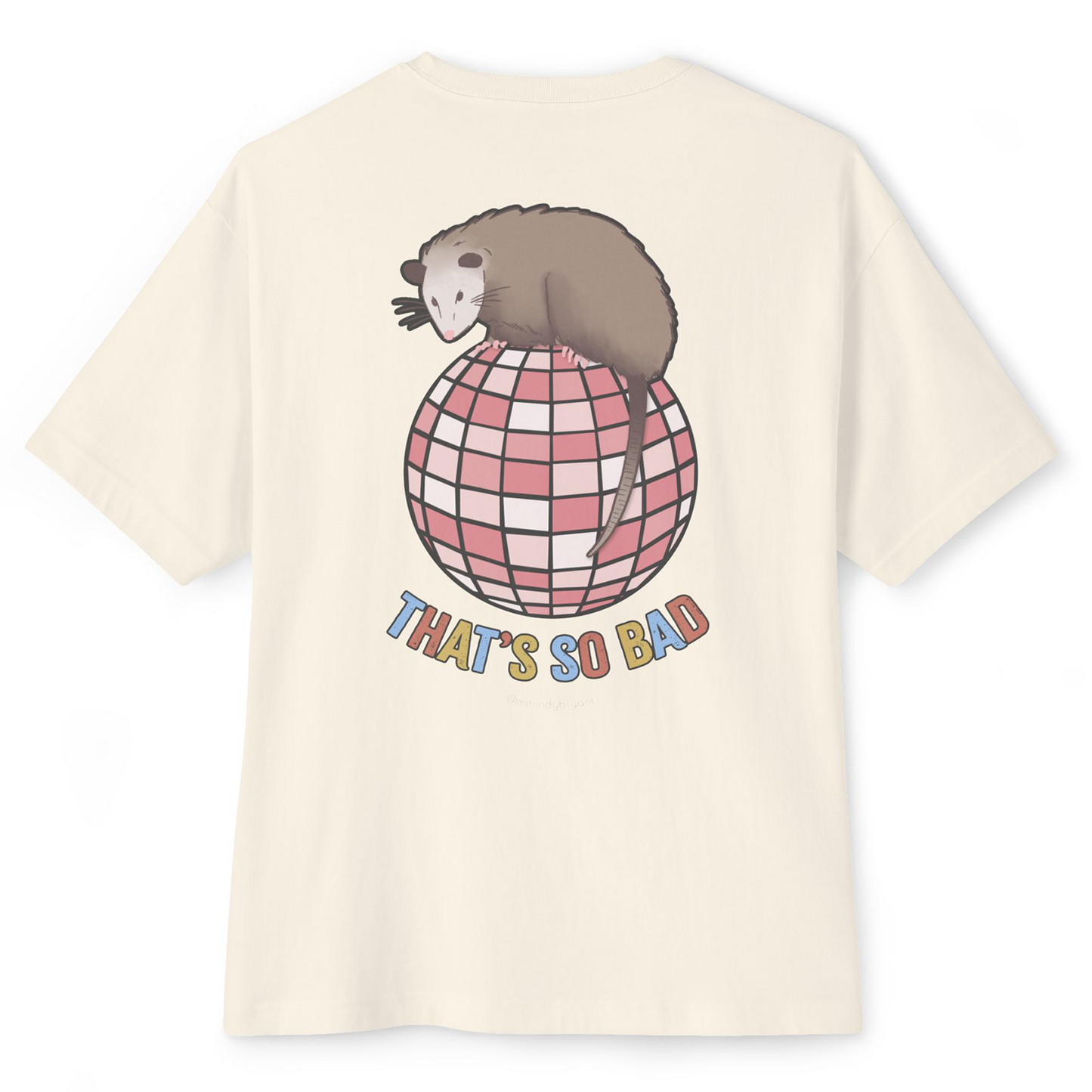 LOGO WITH DISCO BALL ALFREDO THE OPOSSUM UNISEX OVERSIZED BOXY TEE