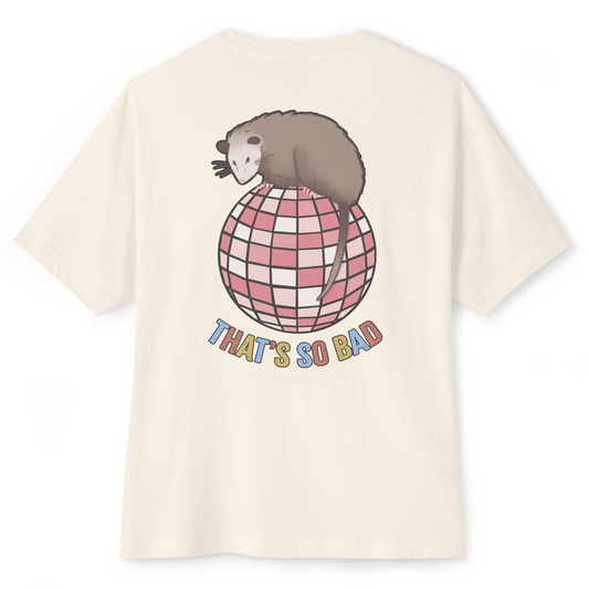 LOGO WITH DISCO BALL ALFREDO THE OPOSSUM UNISEX OVERSIZED BOXY TEE