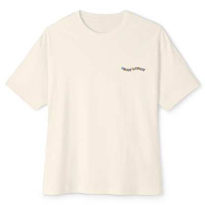 LOGO WITH DISCO BALL ALFREDO THE OPOSSUM UNISEX OVERSIZED BOXY TEE