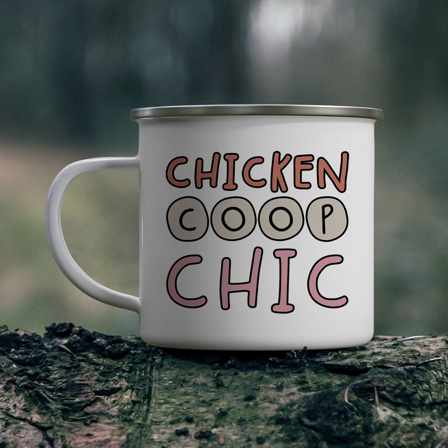 CHICKEN COOP CHIC ENAMEL CAMPING MUG