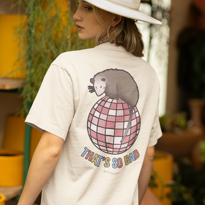 LOGO WITH DISCO BALL ALFREDO THE OPOSSUM UNISEX OVERSIZED BOXY TEE