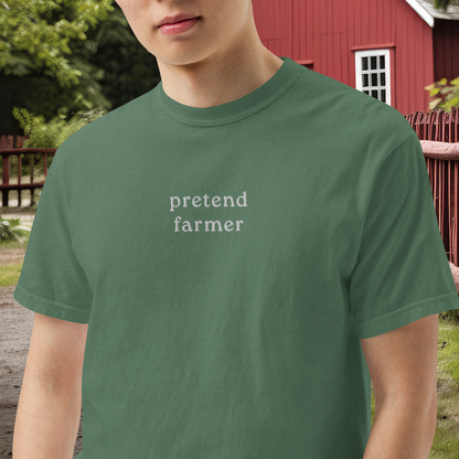 PRETEND FARMER EMBROIDERED UNISEX GARMENT-DYED HEAVYWEIGHT T-SHIRT